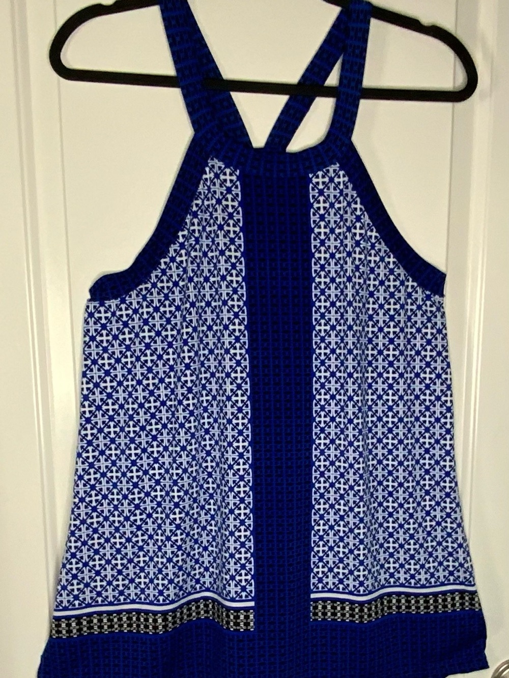 Studio M Navy and White Printed High-Low Tunic tank top women’s Small